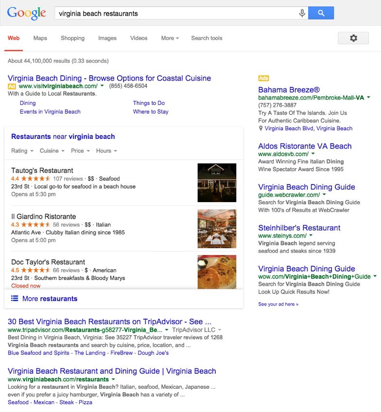 2 Case Study: Duplicate Suppression Improves Search Ranking What Are Google Local Results? Google local results are organic search results that have a location component (e.g. virginia beach restaurants ).