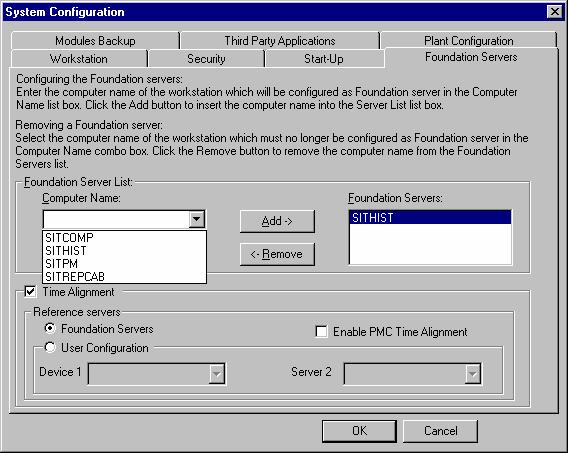 The configuration of the Foundation server is done in the SIMATIC IT Management console in the System configuration.