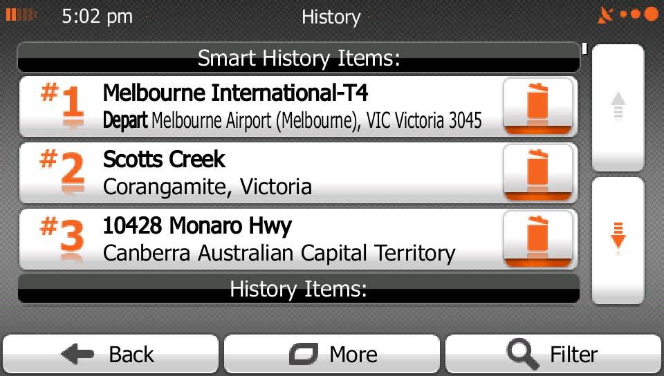 Smart History promotes three destinations to the first page based on your previous