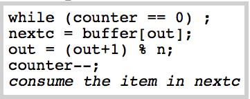 puts items to the buffer area, wait if buffer is full Ø Consumer consumes items from the buffer, wait if is empty Readers-Writers Problem Ø Multiple readers can access concurrently Ø Writers mutual