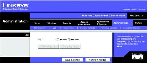 The Administration Tab - Management This section of the Administration tab allows the network s administrator to manage specific Router functions for access and security. Local Router Access.