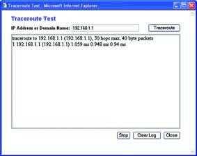 The Administration Tab - Diagnostics The diagnostic tests (Ping and Traceroute) allow you to check the connections of your network components. Ping Test.