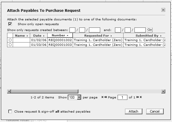 Matching a Purchase Request 4 The Attach Payables To