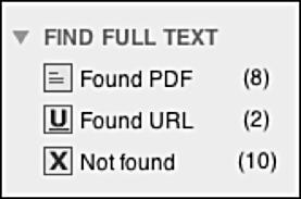 When the Find Full Text search is completed, EndNote removes the Searching group.