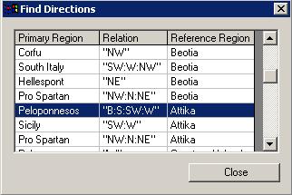The results are regions that fulfill the criteria of the submitted query.