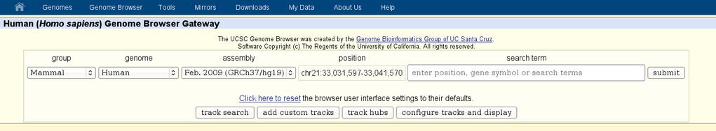 UCSC: a powerful Genome Browser In the left menu, click on Genome Browser.
