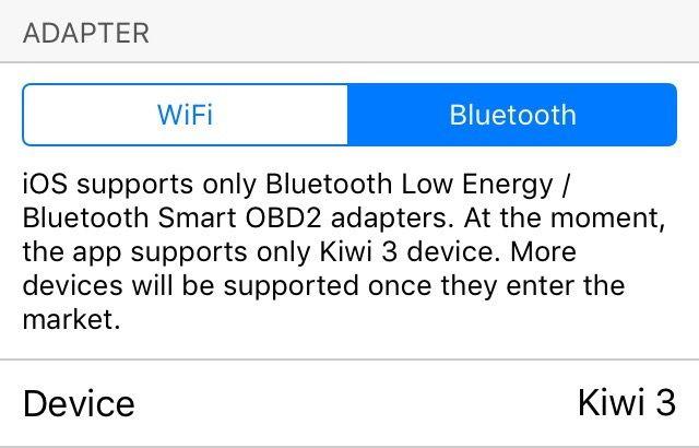 2.2 Verify Connectivity and App Settings Depending on your adapter connection type, continue to either 2.2.1 Bluetooth Adapter or 2.2.2 WiFi Adapter. 2.2.1 Bluetooth Adapter Make sure that Bluetooth is turned on in your device To verify the status, navigate to your device s Settings -> Bluetooth.