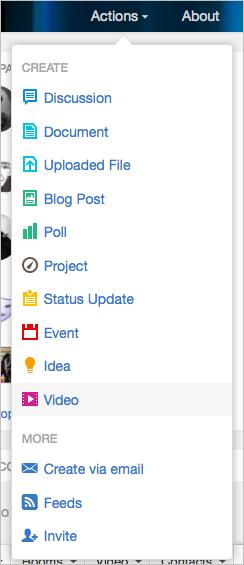 Using a Jive Community 183 For groups, spaces, and blogs, after you click the RSS feed icon, you'll see a list of available feeds for that place.