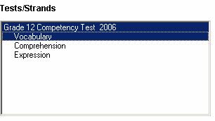 TSIS i-cue Tests & Assessments The Tests/Strands list box now contains only the BST Verbal Test, along with its Vocabulary, Composition and Expression strands. A. Select Scores (optional step) To select score types and specify the order in which you want the tests and strands to print, click on.