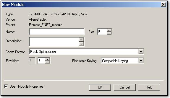 In the Slot field, type the slot number in which your I/O module will reside. 5. From the Comm Format pull-down menu, choose a communication format.