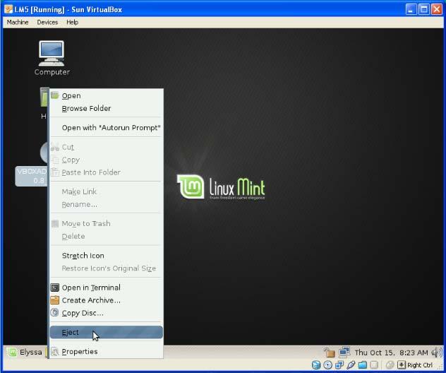 You should now be at the Linux Mint 5 desktop.
