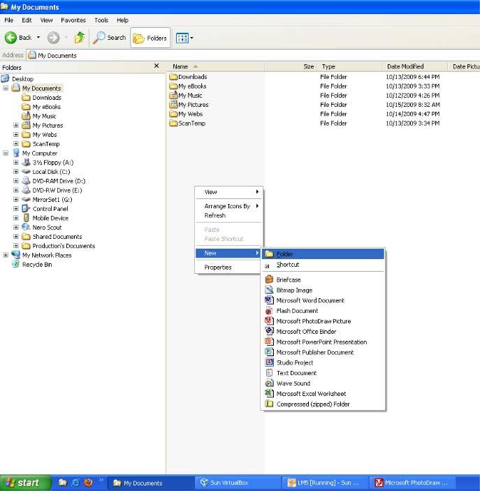 This screenshot shows the shared folder I created during my installation.