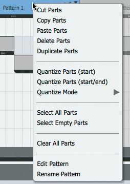136 Except for the Paste parts function, all functions on the menu require a selection. Cut Parts / Copy parts / Paste parts These functions allow selections to be cut, copied and pasted.