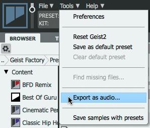 Other controls, menus, controls and indicators 11.3 145 Exporting Audio Use the Export as audio.