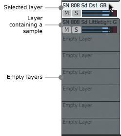 Click the relevant layer in the Layer selector to select one of the pad's 8 layers for editing.