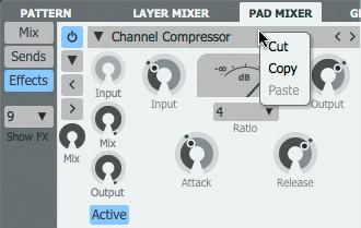 Re-ordering Effects slots Click and drag any Device header left/right in order to change its position in the FX chain.