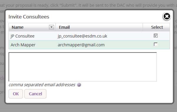 4. If yes, select them from the list and click Ok to invite that consultee 5.