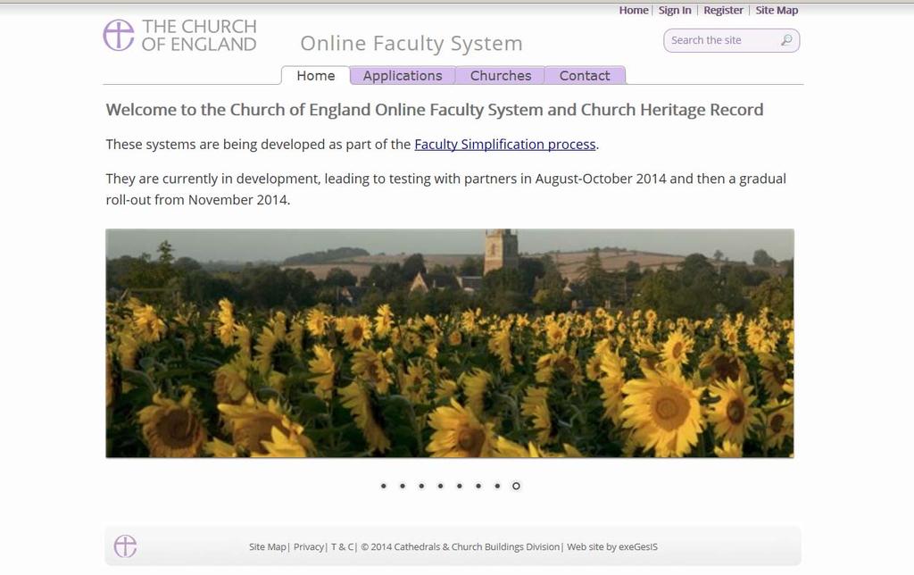 How to Register as an Applicant 1. Go to the front page of the website (https://facultyonline.churchofengland.