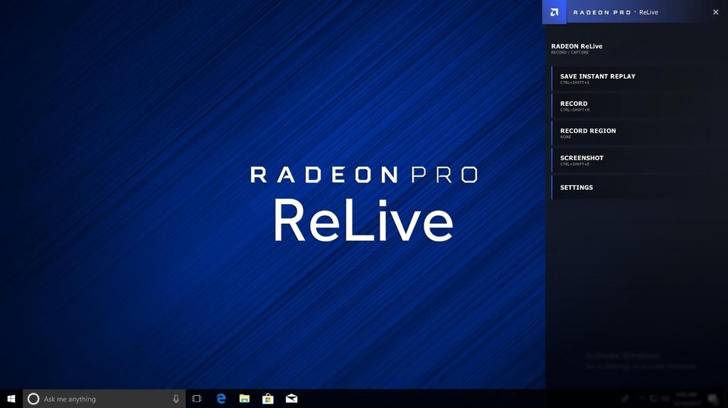 OVERLAY 20 Radeon Pro Overlay Press Alt+Z (or the shortcut that you set your hot-key in the Global tab in AMD Radeon Pro Settings and AMD FirePro Settings) to bring up the Radeon Overlay.