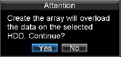 7. Click the OK button to continue the creation of array. 8. In the pop-up Attention box, click the Yes button to finish the array creation. Figure 6.