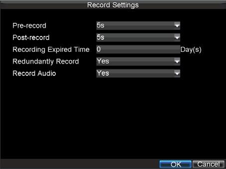 selected camera (shown in Figure 12). Figure 12. Additional Record Settings 11. Set Redundantly Record to Yes. 12. Click the OK button to save settings.