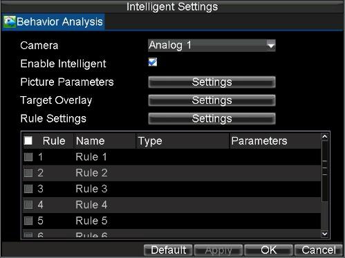 Select the camera you want to set intelligent function on and check the Enable Intelligent checkbox. 3.