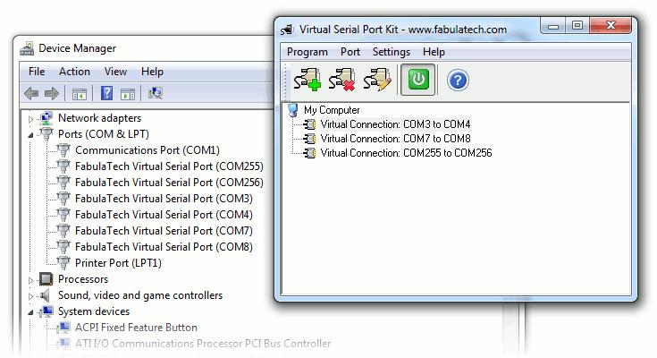 Communications software interacts with each other via virtual COM-ports in the same way as via hardware COM-ports