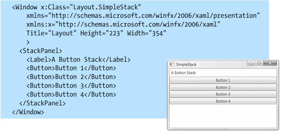 Simple Layout with the StackPanel The StackPanel is one of the simplest