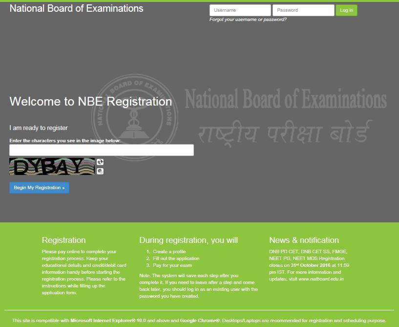 National Board of Examinations National Eligibility-Cum-Entrance Test (MDS) Important Instructions 2017 Admission Session Registration Guide 1.