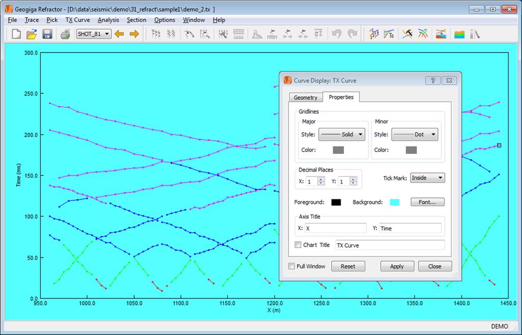 Curve Plotting In the Curve Display dialog box, change the foreground and background colors, and select the