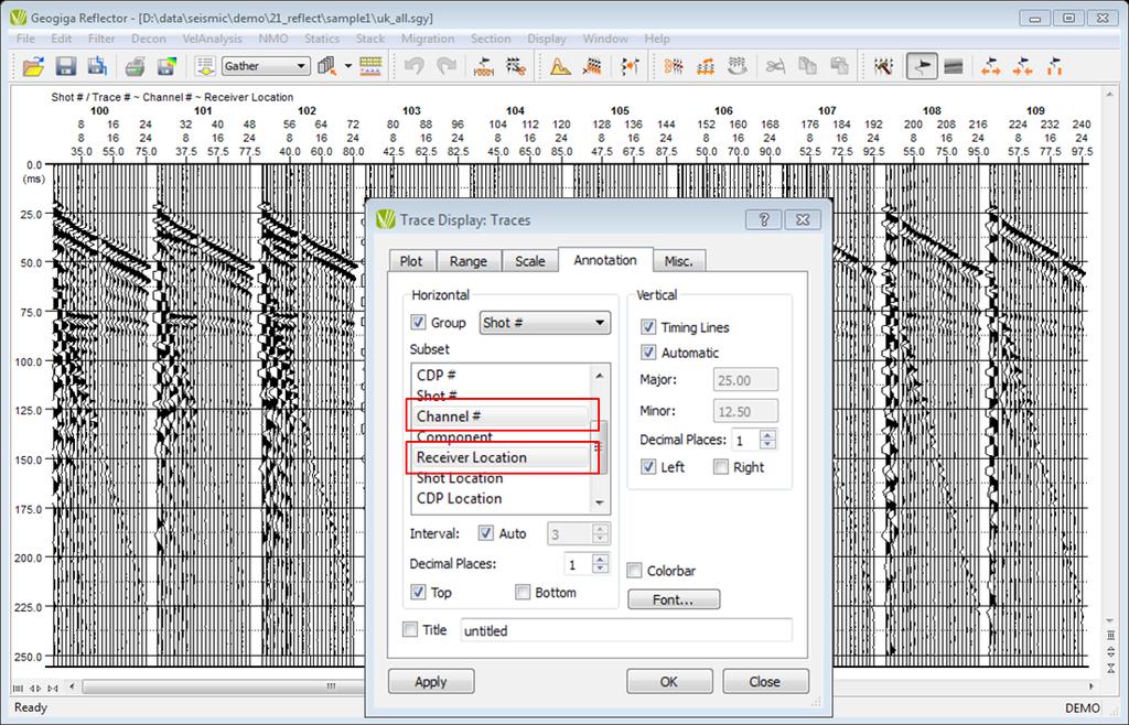 Labeling the x-axis with multiple selected