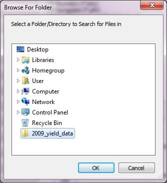 start automatic file search, and then select the folder to search.