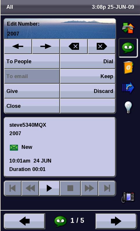 Message Details The Message Details Window In this window, you can save (Keep), play, or delete (Discard) the message.