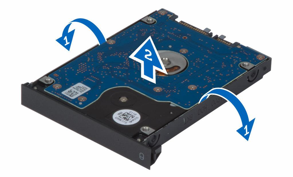 Installing the Primary Hard Drive 1. Engage the primary hard -drive bracket to the primary hard drive. 2.