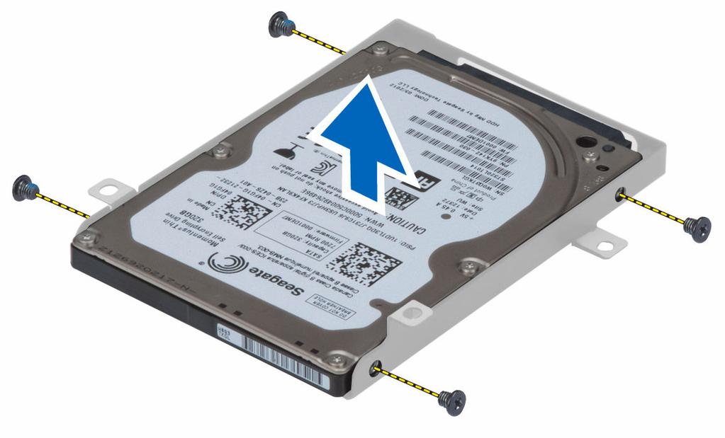 Remove the screw that secure secondary hard drive to the bracket. 6. Remove the secondary hard drive from the bracket. Installing the Secondary Hard Drive 1.