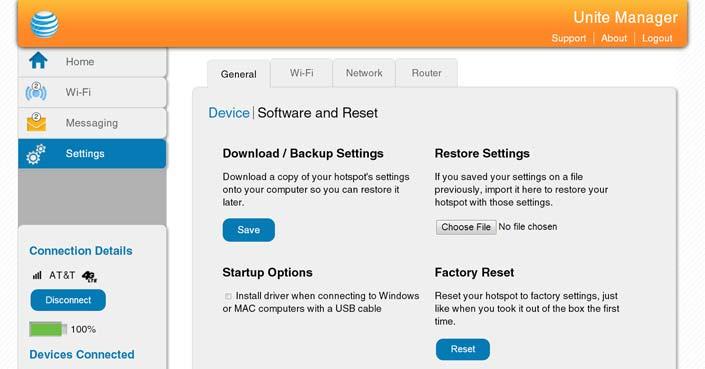 Sierra Wireless Mobile Hotspot User Guide Download (backup) and restore settings The mobile hotspot allows you to download (backup) and restore your hotspot (router) settings.
