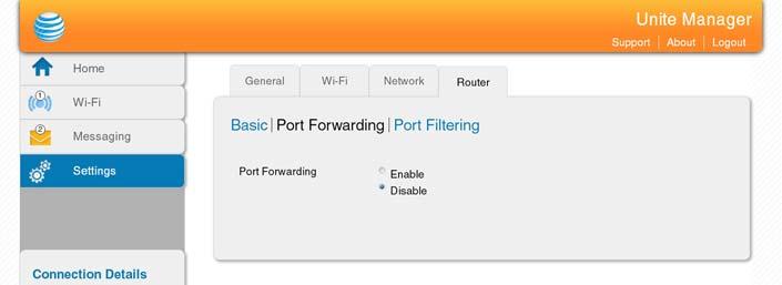Advanced Settings 3. Select Enable beside Port Forwarding. The Port Forwarding list will appear.