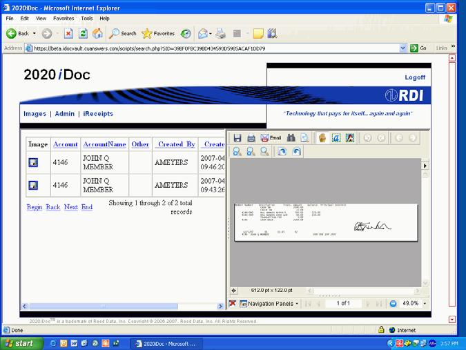 Search Screen Using Search Parameters 7. Click Search on the right to display your search results. 8. The search results will appear on a screen like the one figured below.