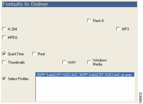 Chapter 7 Delivery Figure 7-3 Delivery Tab: Select Profiles Checkbox The Select Profiles box lists the profiles used in the current job. Select only the profiles for which you want to set delivery.