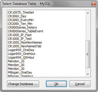Section 6. View Pro 6.5 Importing a CSV File Select the database table that you wish to view and then press the OK button.