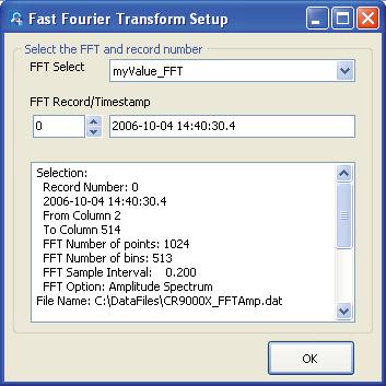 Section 6. View Pro record of the FFT you would like to view initially. Type in a number directly or use the arrow keys to the right of the box to change the value.
