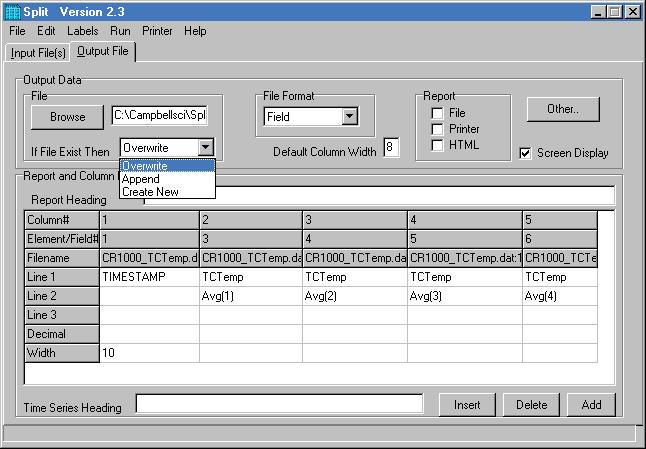 Section 5. Split Several output options may be specified to alter the default output to the file.