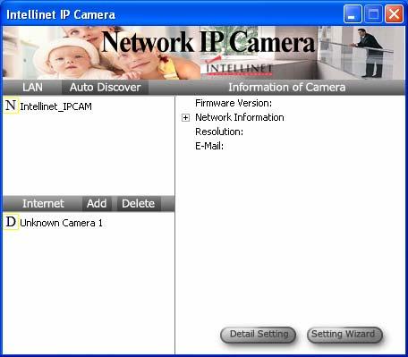 6.1. General Setting LAN Auto Discover Click the button will search the camera within the network automatically. Camera List The list shows the camera name and the setup status of the camera.