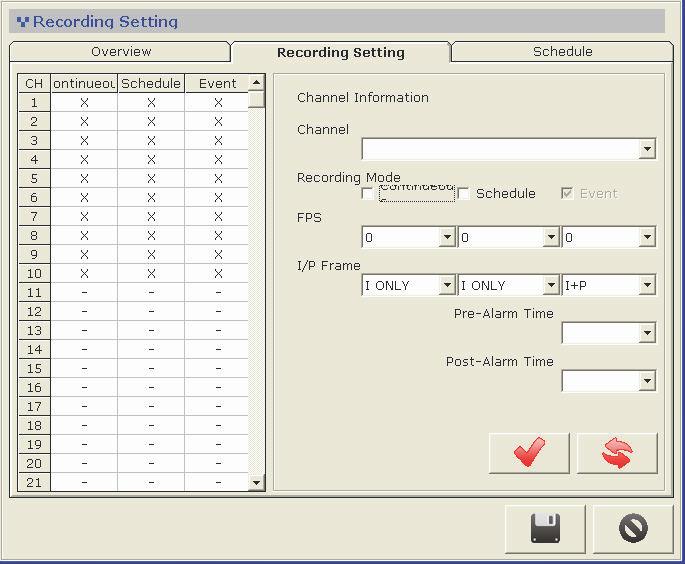 3.6.1 Recording - Setting You can configure the detail recording settings in the Recording Setting page.