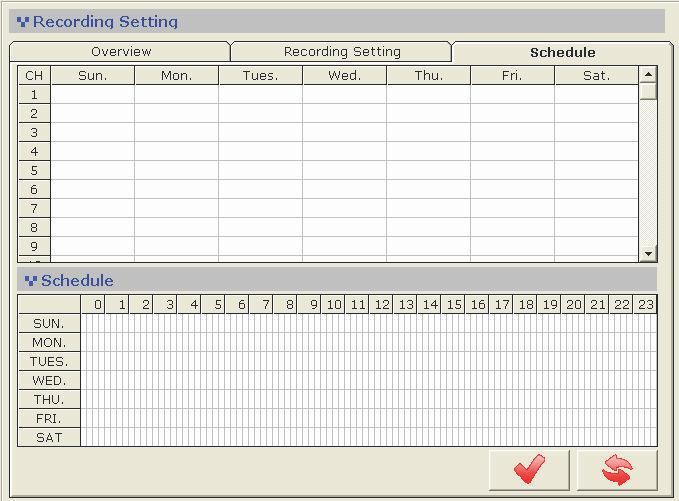 3.6.2 Recording - Schedule Schedule recording allows users to set the software start and stop