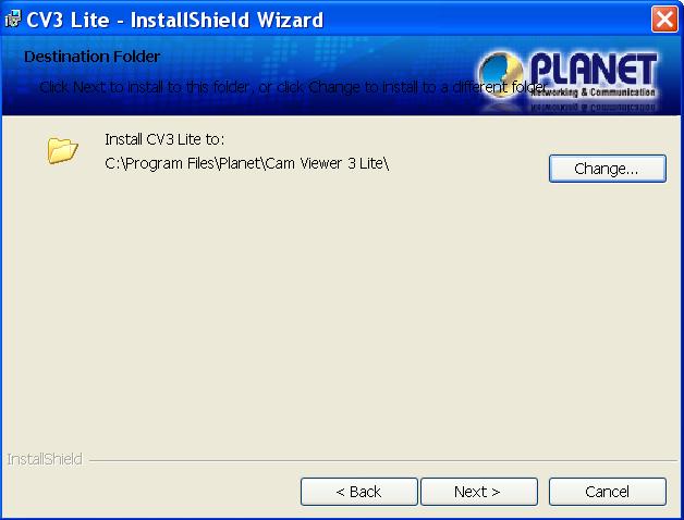 4. Click Next to continue, or click Change if you wish change the installation