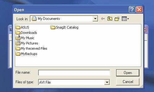 A new dialog will be displayed asking you to locate the AVI file.