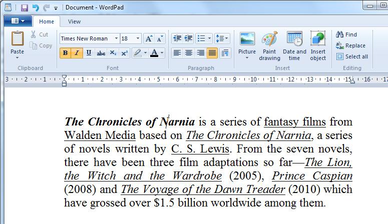 HW 5. Look carefully at the image below and answer the following questions: 1. What is name of the blinking line between N and a, of Narnia in the first sentence:. 2.
