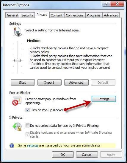 11. Select OK at the bottom of the window. 12. From the Internet Options window, select the Privacy tab. FIGURE 11 - PRIVACY TAB 13.