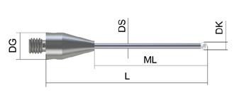 The diameter tolerance is +/-20 µm. DK L ML DS DG Wt.